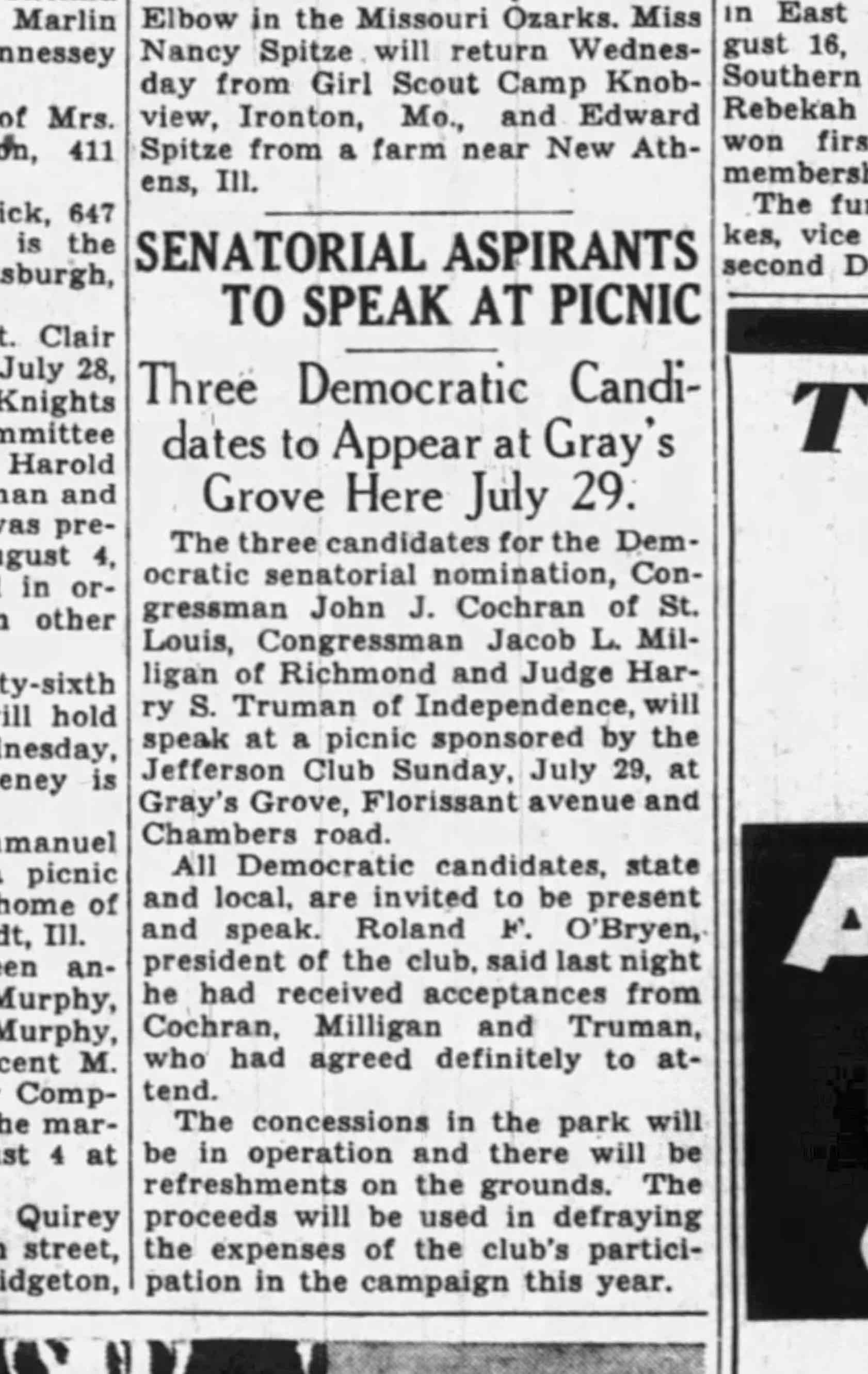 Campaign Speeches at Gray’s Grove 1934